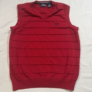 Chaps Men's Red V-Neck Cotton Sweater Vest Small